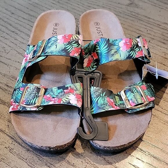 Hawaiian floral sandals size 9 NWT 💚💖 - Picture 2 of 6